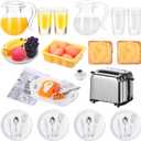 44 Pieces 1:12 Dollhouse Miniature Breakfast Kitchen Accessories Mini Toast Machine Bread Juice Milk Eggs Cups Fruits Plates Knife Fork Spoons for Dollhouse Kitchen Scene and Cake Topper Decor