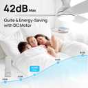 Consciot Ceiling Fan, 44 Inch Ceiling Fan With Lights Remote Control, White Low Profile Modern Flush Mount, Reversible Quiet DC Motor, 6 Speed, Dimmable, For Indoor and Covered Outdoor