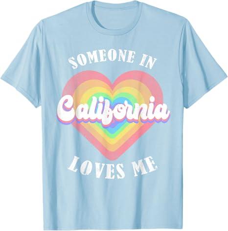 Someone in California Loves Me Heart Retro Groovy T-Shirt M