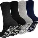 ZAKASA Non Slip Grip Socks - Non Skid Crew Grippy Socks for Men Women Anti Slip Grippers for Elderly Hospital Yoga Pilates (Black, L)