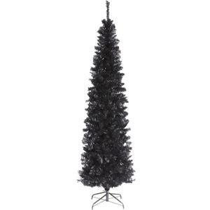 National Tree Company 6 ft Unlit Black Tinsel Artificial Christmas Tree, 520 Tips, Includes Stand