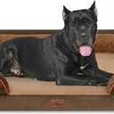 Comfort Expression Orthopedic Dog Bed for Extra Large Dogs 53x42 Inch, Waterproof Supportive Egg Crate Foam XXL Pet Bed with Removable Bolsters, Dog Couch with Washable Cover & Non-Slip Bottom, Brown