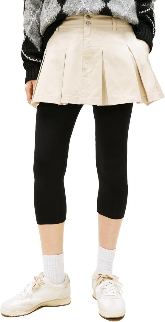 Tommy Jeans Women's Pleated Mini Skirt with Embroidered Flag Logo (M, Gulf Sand)