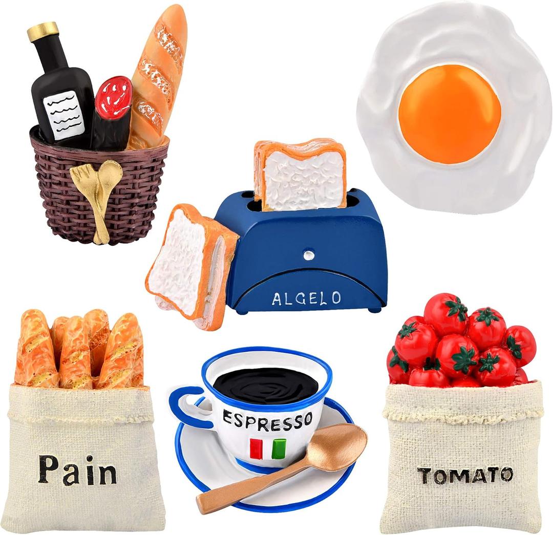 6pcs Cute 3D Resin Fridge Magnets - Creative Natural Food Shaped Magnets for Home Decor, Refrigerator, Magnetic Whiteboard or Blackboard