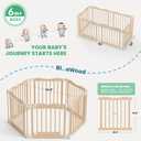 Foldable Wooden Playpen,Natural, 53 x 30 x 23.6 inches