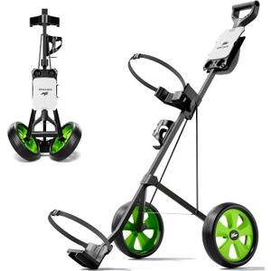 2-Wheel Golf Pull Cart – Lightweight Foldable Golf Push Cart with Durable Steel Frame, Adjustable Web Straps, Compact Design for Walking Golfers