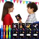 28 Pack Valentines Day Gifts for Kids ,Space LED Finger Lights with Valentine Cards Exchange Gifts School Classroom Prizes Valentines Day Gifts for Kids Boy Girl Valentine Party Favors