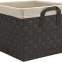 Whitmor Woven Strap Storage Tote Basket with Liner - Espresso