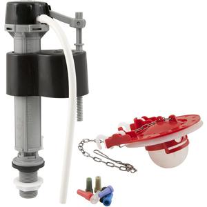PlumbCraft Universal Toilet Fill Valve and Flapper Repair Kit 7029700, 3-inch Toilet Fill Valve Replacement Kit with 3-inch Toilet Flapper, Toilet Tank Parts for Toilet Repair, Water-Saving Toilet Kit (Red)