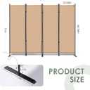 RANTILA 4 Panel Room Divider, 6 FT Folding Privacy Screen with Wide Feet, Freestanding Partition for Room Separation, Portable Room Divider Panel, 89" W x 71" H, Beige