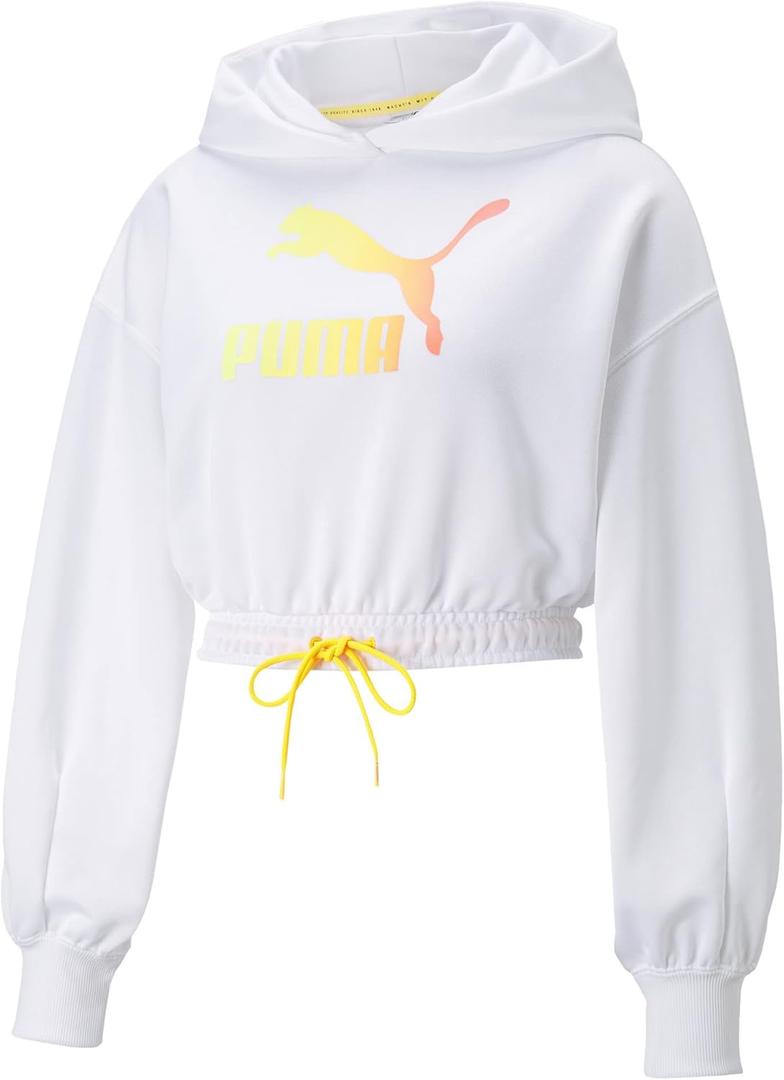 PUMA Women's Summer Squeeze Cropped Hoodie, White, X-Small