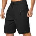 STICKON Men's Swim Trunks Quick Dry Beach Board Shorts Bathing Suit with Zipper Pockets Black (With Liner) XXL