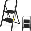 2 Step Stool, Folding Step Stool - Capacity with Wide Anti-Slip Pedal, Portable Steps Stool for Adults Multi-Use for Household, Kitchen, Office (Matte Black)