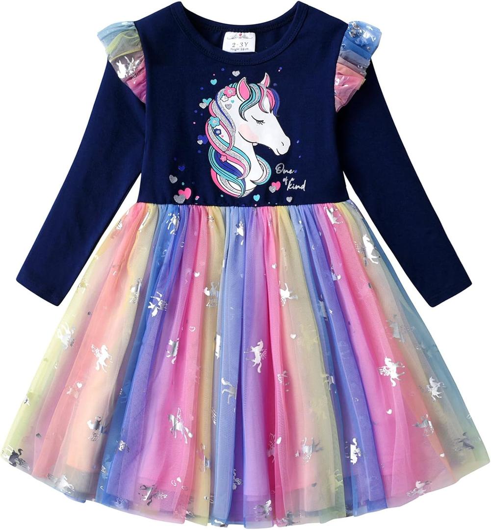 VIKITA Girls Dresses Winter Long Sleeve Party Gifts for Girls 5-6 Years