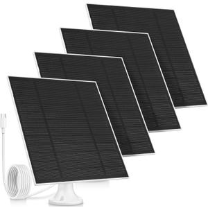 4 Pack 5w Solar Panels for Security Cameras Outdoor Waterproof Solar Panel for Ring Camera with Type-c and 360 Adjustable Safety Bracket Panel Charge Micro for Camera