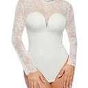 Popilush Body Suits Womens Shapewear Top, White, L