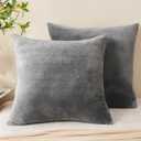 BEDELITE Velvet Pillow Covers 26x26 with Zipper, 2 Pack Super Soft Square Pillow Covers for Bedroom, Sofa, Couch,Luxury Cozy Fleece Pillowcases for All Seasons(26x26 Inches, Grey)