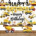 3 x Construction Birthday Party Supplies  Banner, Backdrop, Hanging Swirls, Honeycomb Centerpieces, Foil Balloons for Boys 2nd 3rd Birthday Construction Party Decorations