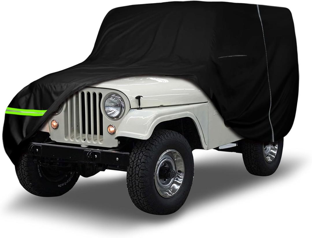 Waterproof Car Cover Compatible with 1976-1987 Jeep CJ 7 2-Door SUV Accessories, 300D All Weather Car Covers with Inner Cotton Liner for Dust Snow Rain Hail Protection