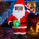 Trystway 6FT Inflatable Christmas Black Santa Claus with Gift Box and Candy Decoration Blow Up Builtin LED for Holiday Lawn Yard Garden Home Indoor Outdoor Party
