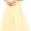 Vince Camuto Women's 3/4 Sleeve Button Up Maxi Pleated Shirt Dress (Medium, Lemon Cream)