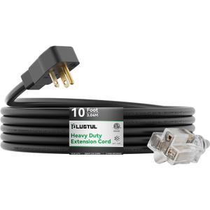 PLUGTUL 20AMP Extension Cord 10FT, NEMA 5-20 Heavy Duty Extension Cord, Lighted End, 12Gauge, SJTW, 20AMP 125V 2500W, Black