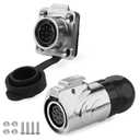 CNLINKO LP16 9-Pin Reverse Mount Female Plug and Male Socket for Automotive Machinery Outdoor Use IP68 Waterproof Circular Connector Metal Shell Quick-Connect Aviation Connector (9-Pin)