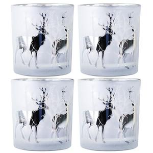 WDHODEC Christmas Candle Holders for Tealight, Votive, LED Candles Silver Gold Glass Candle Holders for Home Decorations Coffee, Office Décor 4PCS