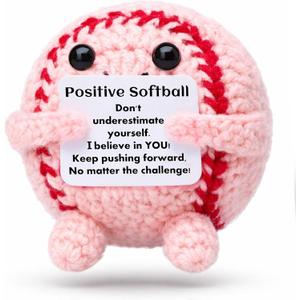 Emotional Support Plush, Knitted Wool Crochet Softball Doll with Card, Creative Cute Emotional Support Crochet, Cute Potato for Christmas Birthday Gifts Friends Party Decoration Crochet