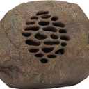 Alpine Corporation 9" Tall Solar Bluetooth Rock Speaker, Weather-Resistant High Fidelity Outdoor Audio System with 50 Foot Range, Brown - Set of 2