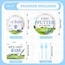 Grencian 96Pcs Golf Baby Shower Party Supplies A Little Putter Plates and Napkins Tableware Sets Green and Blue Decoration for Baby Shower Newborn Pregnancy Boy Girl Birthday Party Serve 24