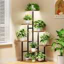 Corner Plant Stand Indoor with Grow Lights, 7 Tiered Plant Shelf Indoor, 43" Corner Plant Stands for Indoor Plants, Metal Plant Flower Display Shelves, Plant Organizer Rack for Living Room, Balcony, Home Decor (Square)