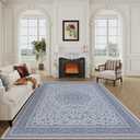 Floral Washable Area Rug 8x10, Spill-Proof Surface, Non-Slip Backing, Cozy Soft Faux Wool, Printed Rug for Living Room, Bedroom, Dining Room, Nursery - Ieve