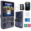 R36MAX 4000mAh Portable Rechargeable Handheld Retro Game Console,Comfort Non-Slip Handheld Standing Retro Game Console with 64G TF Car,4.0-inch Screen,for Office,Purple Gray