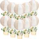 Retisee 12 Sets Baby Shower Hot Air Balloon Table Centerpieces for DIY Hot Air Balloon Party Decors Gender Reveal First Birthday Centerpiece for Wedding Birthday(Nude Striped,9.84 Inches/ 25 cm)