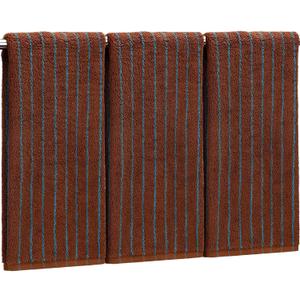Peryiter 3 Pcs Striped Hand Towels Brown Boho Bathroom Hand Towels 13.8 x 29.5'' 100% Cotton Farmhouse Decorative for Bathroom Kitchen Guest Tea Gift