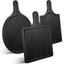 Geetery 3 Packs 12 Inch Black Wood Chopping Boards with Handle and Deep Juice Groove Small Bamboo Wooden Pizza Paddle Serving Boards Tray Charcuterie Plank Chopping for Cheese Steak Bread