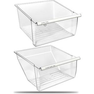 [2 Pack] Upgraded 2188656 Fridge Crisper Drawer UPPER Humidity Control Drawer & 2188664 Crisper Bin LOWER Refrigerator Drawer Replacement For Kenmore Whirlpool Fridge Drawer Parts WRS325FDAM04 Drawer