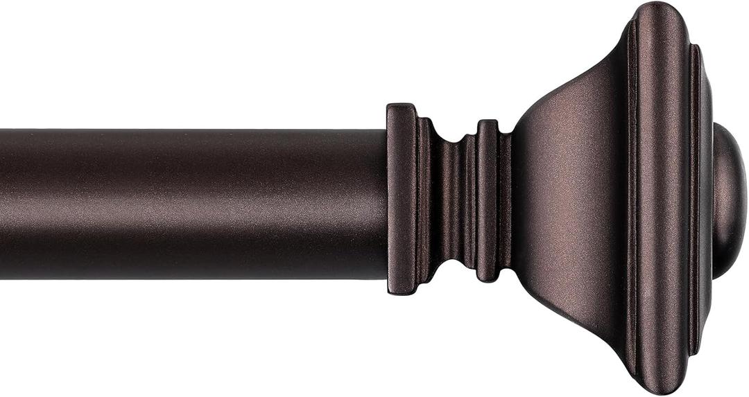 BRIOFOX Barras de cortina de bronce para ventanas de 28 a 48 pulgadas, resistentes y ajustables, de 1 pulgada de dimetro, para interiores y exteriores, con remates cuadrados clsicos