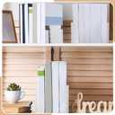 Skyygemm White Wood Scalloped Bookends for Shelves, Non Slip Decorative Cute Aesthetic Preppy Heavy Duty Book Ends Organizer Stopper for Nursery Home Decor Office