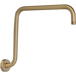 PHASAT S Shaped Shower Arm,High Rise Shower Arm with Flange,Shower Extension Arm Brushed Gold,PU9J02