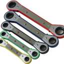 MacWork 5-Piece Offset Ratcheting Wrench Set Five Colors Reversible Universal Ratchet Double Ring Spanners,Professional Heat Treated Alloy Steel SAE Combination