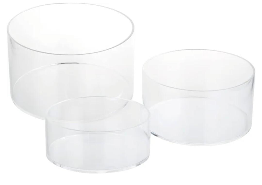 Clear Acrylic Round Display Nesting Riser Stands with Hollow Bottom, Transparent Cylinder Acrylic Display Stands Pedestal Base, 6"x3", 7"x4"