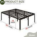 Yicensen 24 Inch High Queen Bed Frame Rounded Corner No Box Spring Needed, Heavy Duty Metal Queen Size Platform Bed Frame, Easy Assembly, Noise Free, Black