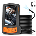 Triple Lens Sewer Camera with 50ft, 5" IPS Screen Borescope with Light, 1080P HD Endoscope IP67 Drain Pipe Snake Drain Camera, 32G Card SemiRigid Cable for Plumbing Inspection + Case