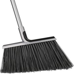 Indoor/Outdoor Broom for Floor Cleaning with 58 inch Long Handle, Angle Brooms Heavy Duty for Home Garage Kitchen Office Courtyard Lobby Lawn Concrete (Gray)