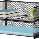 Marbrasse 2 Tier Paper Organizer Letter Tray, Mesh File Organizer with Handle, Paper Sorter Desk Organizer for Home Office Supplies - Black