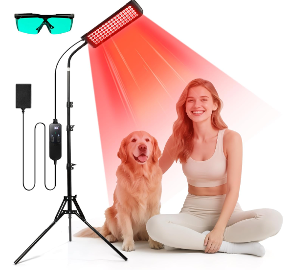 Red Light Therapy for Face and Body, GMOWNW Infrared Light Therapy Lamp with Stand, 660nm Red Light and 850nm Near Infrared Light Therapy Device for Face Knee Body, Skin Care at Home