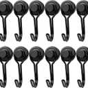E BAVITE Swivel Swing Magnetic Hooks, 30LB12pack Refrigerator Magnet Hook,Strong Neodymium Magnets, Perfect for Refrigerator and Other Surfaces,60mm(2.36in) in Length (Black)