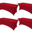 4 Pack Red Fitted Tablecloth Rectangular for Tables Trade Show-Open Back Tablecloth Washable and Wrinkle Resistant Fabric Table Cloth for Weddings, Parties, Buffet, Trade Fairs, 70x60 Inch